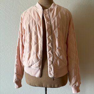 Lorna Jane Quilted Fleece Lined Bomber Jacket. Size M. Peach/Pink. NWOT.